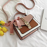 Жіноча стильна сумочка сучасного дизайну, коричнева UA-4, фото 7