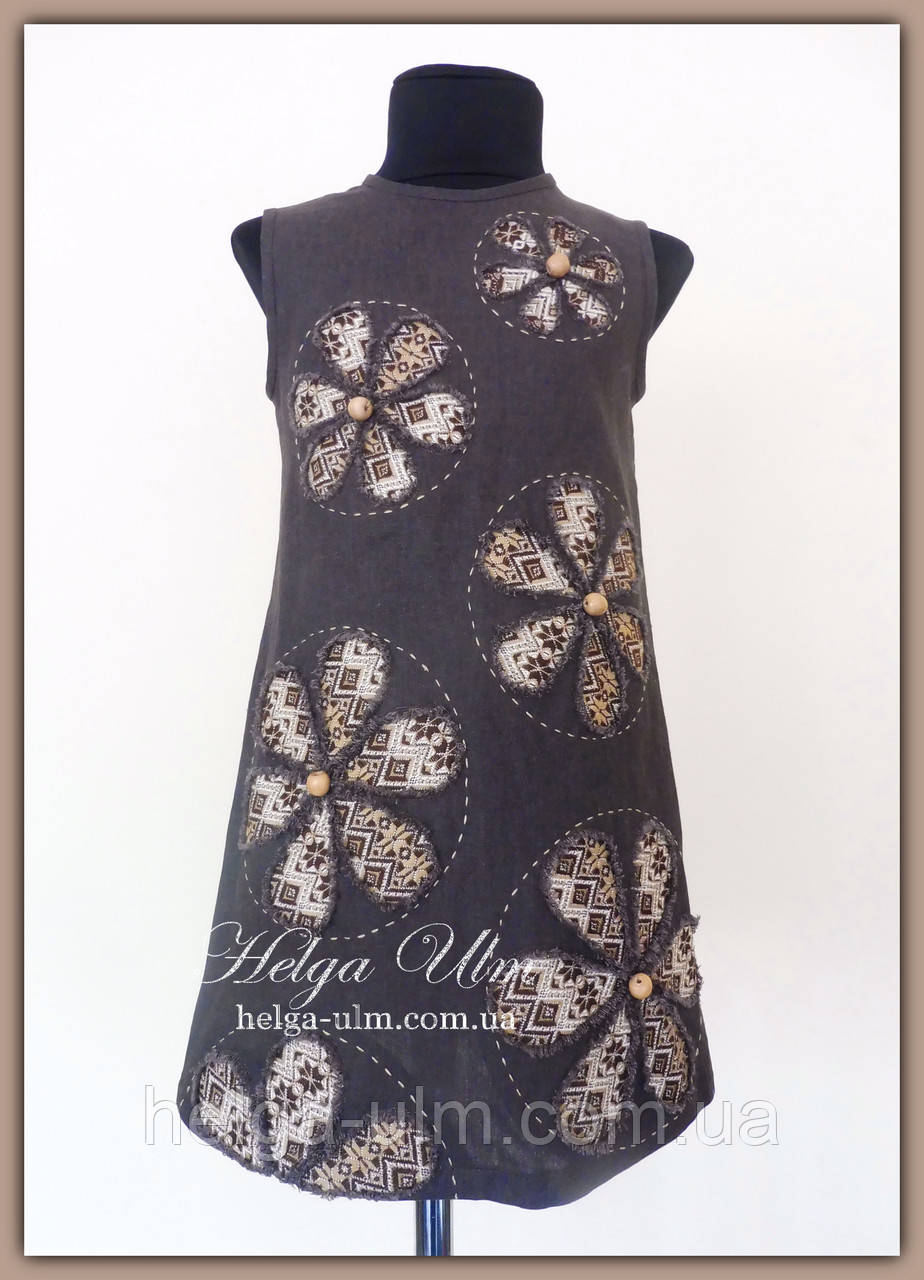 Сукня для дівчинки оригінального дизайну з натурального льону 104
