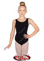 Купальник майка для танцев и гимнастики черный GM030148 (хлопок, р-р L-XL, рост 146-164 см)