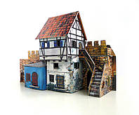 Збірна модель з картону Розумний папір Середньовічний місто: Будинок біля стіни