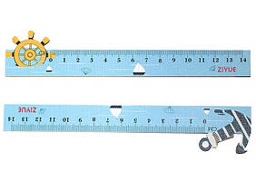 Лінійка дерев'яна 12см ООПТ Морська тема