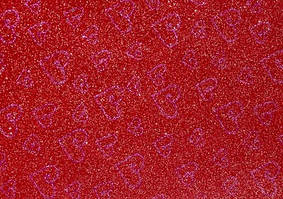 Фоаміран ООПТ 20*30см 2мм з глітером, фіолетовий/червоний, принт серденька (10)