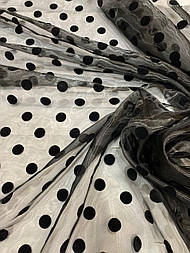 Органза в Горох Флок Чорна