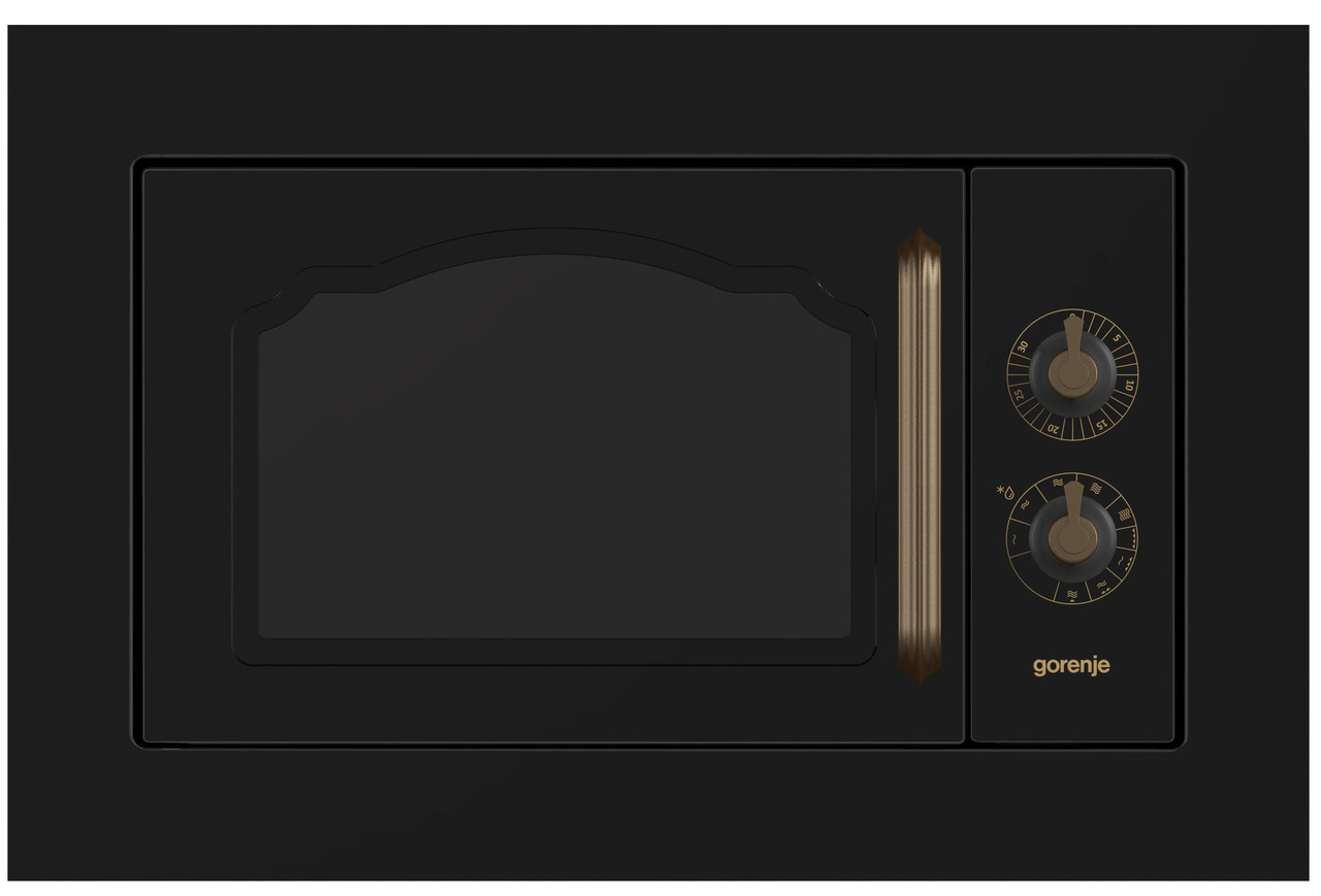 Вбудована мікрохвильова піч Gorenje BM 235 CLB, чорна, дизайн ретро, об’єм 23 літра, фото 1