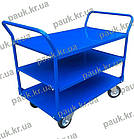 Візок платформовий на колесах 600х1000 мм, візок з полицями РПТ2-009П2-200 М, візок з двома бортами +2 полки, складський візок, фото 8