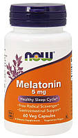 Мелатонін Now Foods — Melatonin 5 мг (60 капсул) (сон і режим)