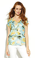 Літня блуза м'ятного кольору з квітковим малюнком. Модель Shiori Zaps, колекція весна-літо