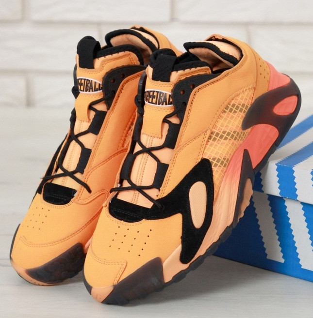 Чоловічі кросівки Adidas Streetball Black помаранчеві. Фото в живу. топ, фото 1