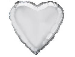 Серце фольговане металік срібло 18 " - 45 см, Flexmetal