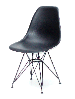 Стул Nik BK-ML черный 04 на черных металлических ножках, Charles & Ray Eames DSR Eiffel Leg