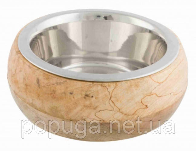 Trixie STAINLESS STEEL BOWL миска металева в дерев'яній рамці для котів, 0,45 л