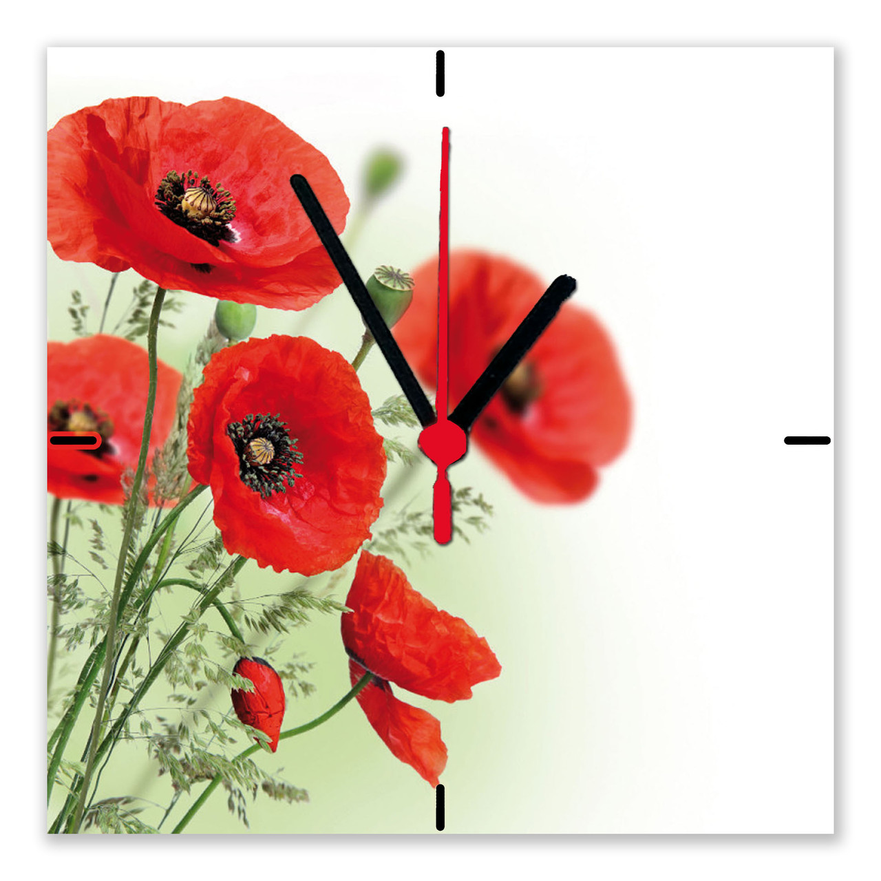 Годинники настінні "Маки польові" скляні, фото 1