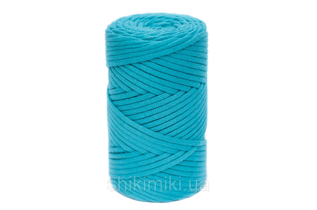 Трикотажний бавовняний шнур Cotton Filled 5 мм, колір Бірюзовий