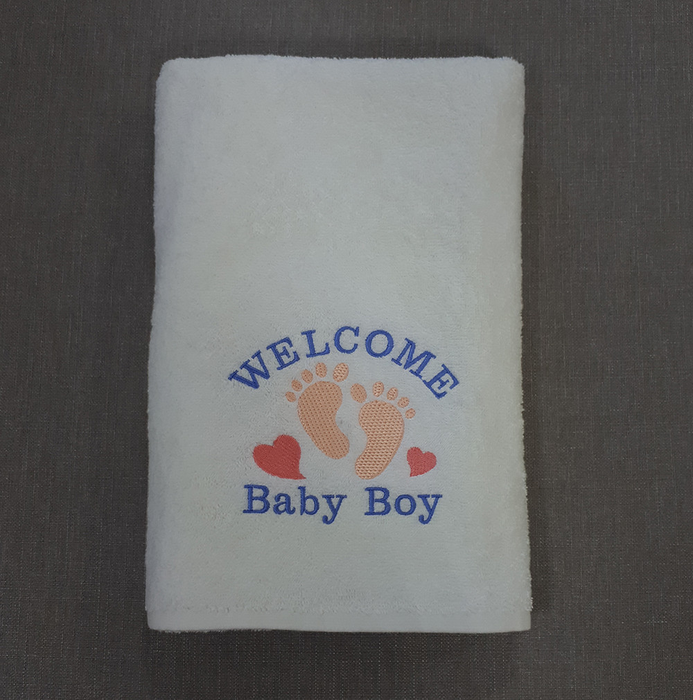 Рушник подарунок для немовляти "Welcome Baby Boy "