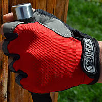 Велосипедные / спортивные беспалые перчатки HUWAI лёгкие вентилирующиеся / с махровой вставкой / р-ры S - XL КРАСНЫЙ, XL