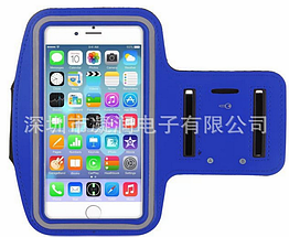 Чохол на руку для телефона 4.9 — 6.3" (ВИСОТА < 155 мм) неопрен, сенсорне вікно, відбивачі, для вело/бігу Синій, МАКС