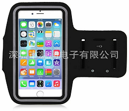 Чохол на руку для телефона 4.9 — 6.3" (ВИСОТА < 155 мм) неопрен, сенсорне вікно, відбивачі, для вело/бігу ЧОРНИЙ, МАКС