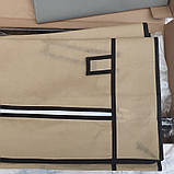 Велика тканинна шафа на 3 секції 88130 beige бежева збірна металева конструкція для зберігання речей та одягу., фото 3