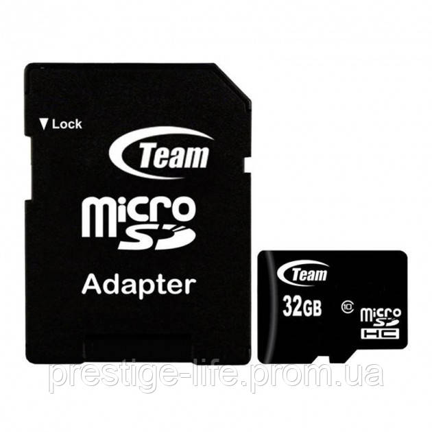 Картка пам'яті microSDHC 32Gb Team (Class 10) + Adapter SD, фото 1