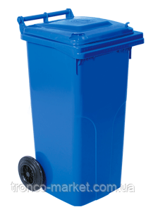 Контейнер для сміття з колесами 120л, пластик,Україна, синій