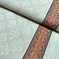 Льон полотняний жакардовий з ромбами та смужкою, ширина 50 см