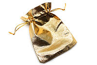 Подарочный мешочек тканевый, размер 10х12см(+-5мм), 1шт., цвет Золотистый