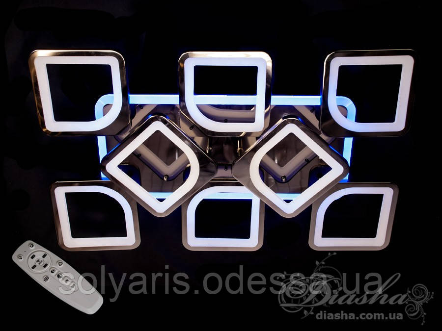 Стельова люстра з діммером і LED підсвічуванням, колір чорний хром, 160W S8060/6+2BHR LED 3color dimmer