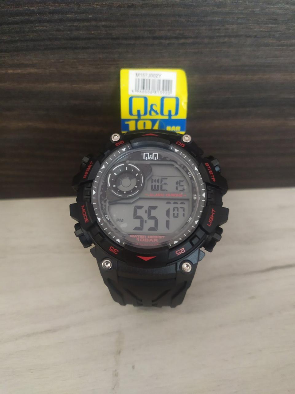 Q&Q M157J черные с красными вставками мужские спортивные часы - фото 2 - id-p1109748712