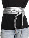 Жіночий пояс кушак широкий сріблястий, фото 3