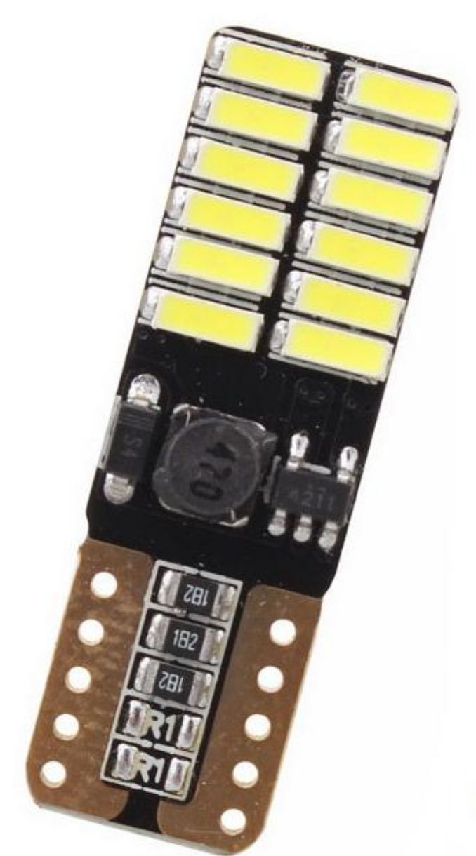 Лампочка автомобільна T10 W5W 4014 24-SMD LED 8Вт 6000К 12-24В (жовтий)