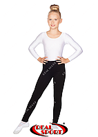 Лосини на флісі для гімнастики та танців чорні GM040044 (бавовна, р-р 1-4, зріст 104-152 см)