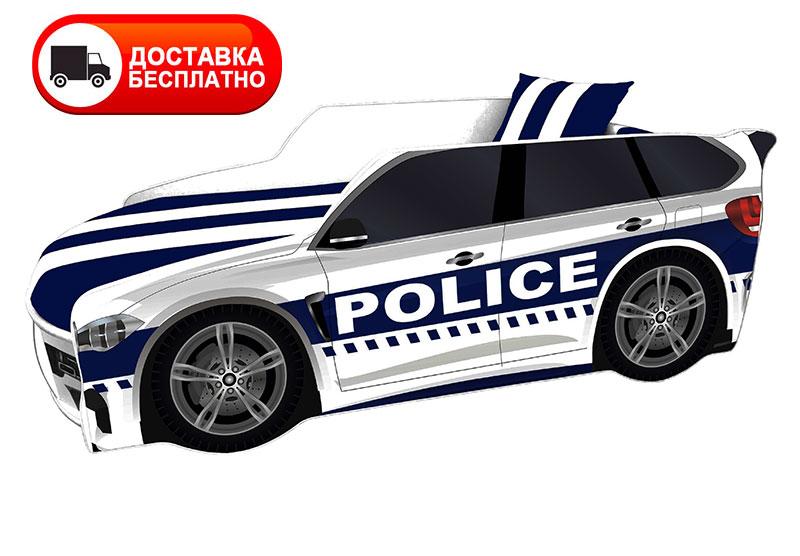 Ліжко машина серія Преміум модель Police білий Р 005 зі спортивним матрацом і подушкою
