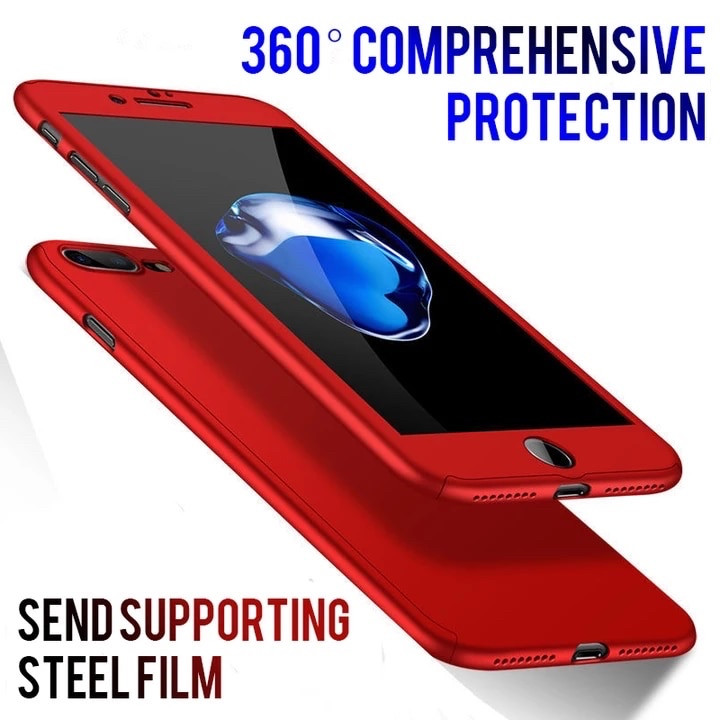Чохол для Iphone 5/5S/5SE 360 протиударний + скло red, фото 1