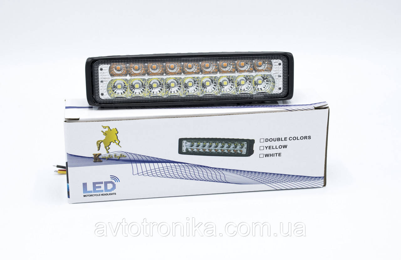 Фара додаткового світла "LED light bar - 03 W/Y / метал. корпус-білий і жовтий світло /1шт