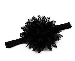 Пов'язка на голову дитяча з квіткою 40-50 см чорний