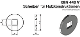 DIN 440 V : шайба для дерева, форма V (з квадратним отвором), нержавіюча сталь А2 (AISI 304), фото 2