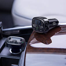 FM-трансмітер (модулятор) в машину Baseus T-Typed MP3 Car Charger S-09A Bluetooth Чорний (CCTM-01), фото 4