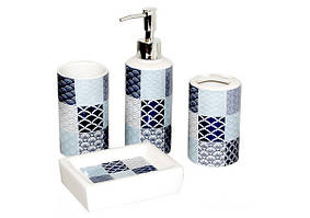 Набір для ванної кімнати, кераміка, 4 предмети, візерунок ООПТ