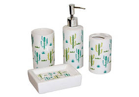 Набір для ванної кімнати, кераміка, 4 предмети, кактуси ООПТ