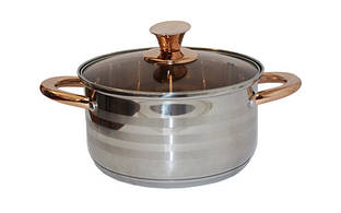 Каструля з нержавіючої сталі, скляна кришка 3,6л