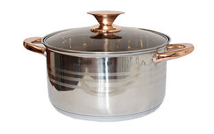 Каструля із нержавіючої сталі, скляна кришка, 5,8л