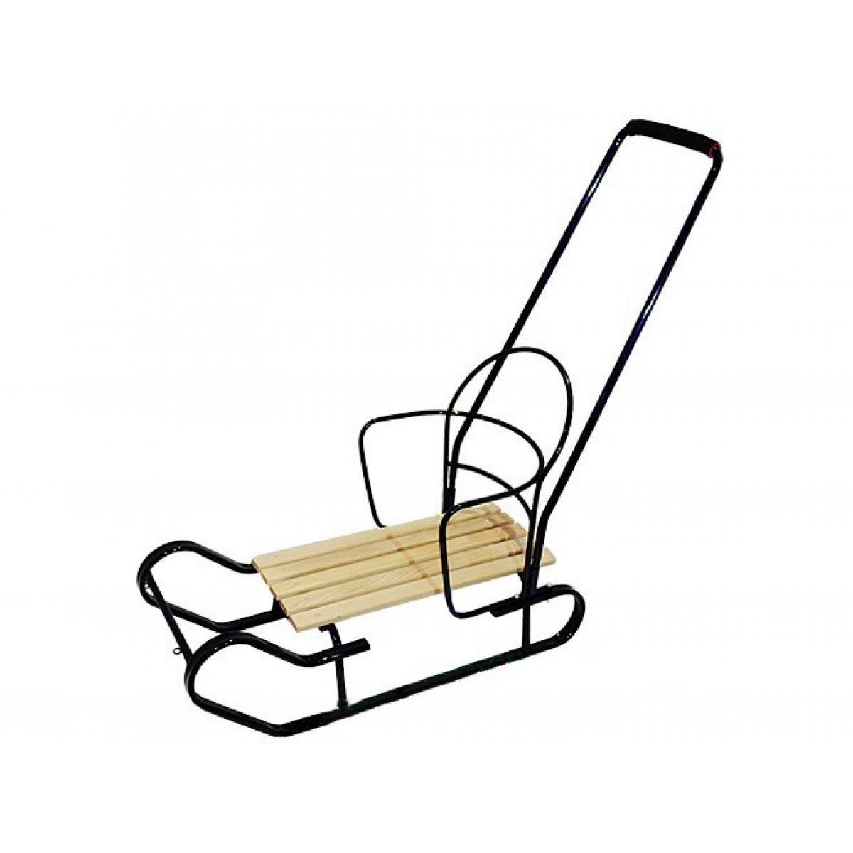 Санки "Королівські Червоні" зі спинкою й ручкою штовхачем, фото 1