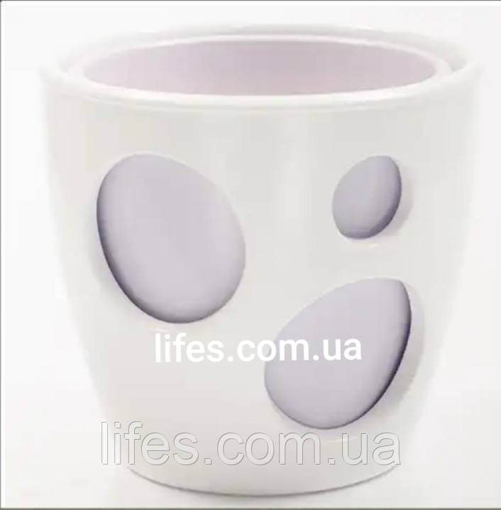 Вазон керамічний білий + лавандовий ВК 16-18, 2.5літра