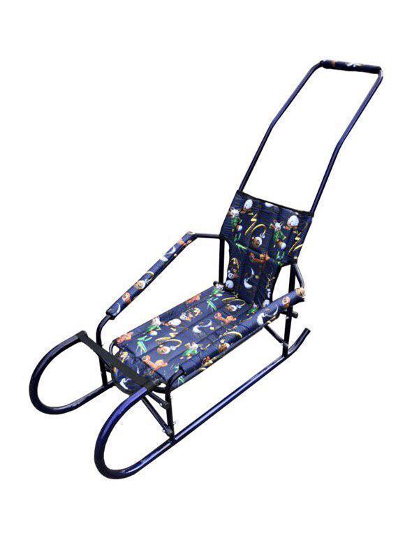 Санки складні трансформер Морозко з ручкою штовхачем і спинкою, фото 1