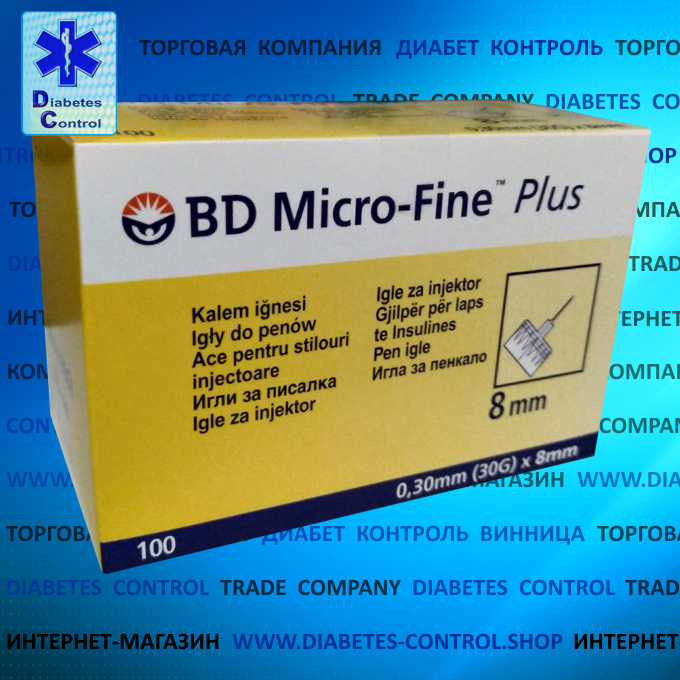 Голки BD Microfine 8 мм 30G (0.30 мм) для інсулінових шприц-ручок, 100 шт.