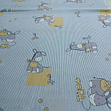 Тканина з осликами, жирафами та тонкою блакитною смужкою, ширина 75 см, фото 2