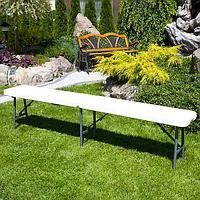 Лавка розкладна БІЛА 180см Скамейка складная Польша нова МІЦНА Лавки и скамейки Лавка туристична складна, фото 1