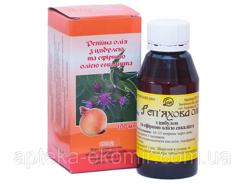 Олія реп'яхова з цибулею й ефірною олією евкаліпта 100 мл, фото 1