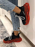 Кросівки жіночі Balenciaga Triple S Black/Red баленсіага трипл із чорні червоні, фото 7
