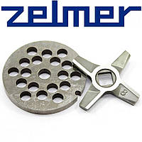 Нож для мясорубки Zelmer NR8 (двухсторонний) и решетка крупная - запчасти для мясорубок Zelmer